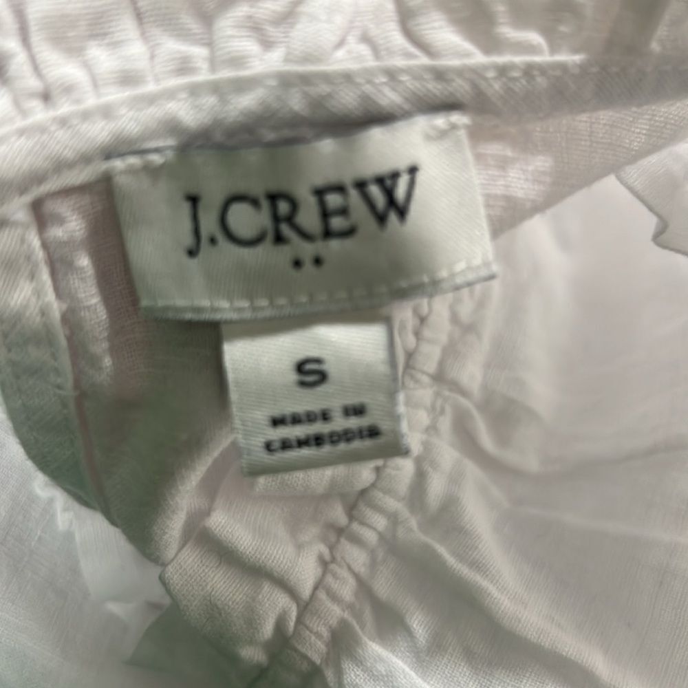 j. crew factory ca112 white Linen-blend ruffleneck top size small nwt - Picture 8 of 11